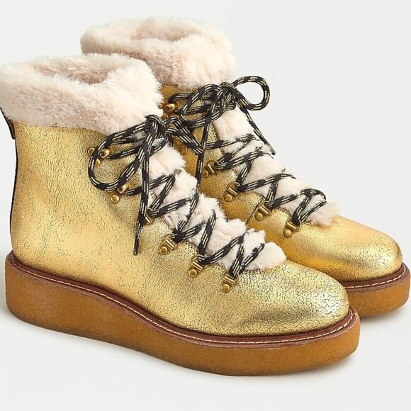 J.Crew Glitter Metallic Winter Boots • Faux Fur Lined • Size 7 - Picture 1 of 14